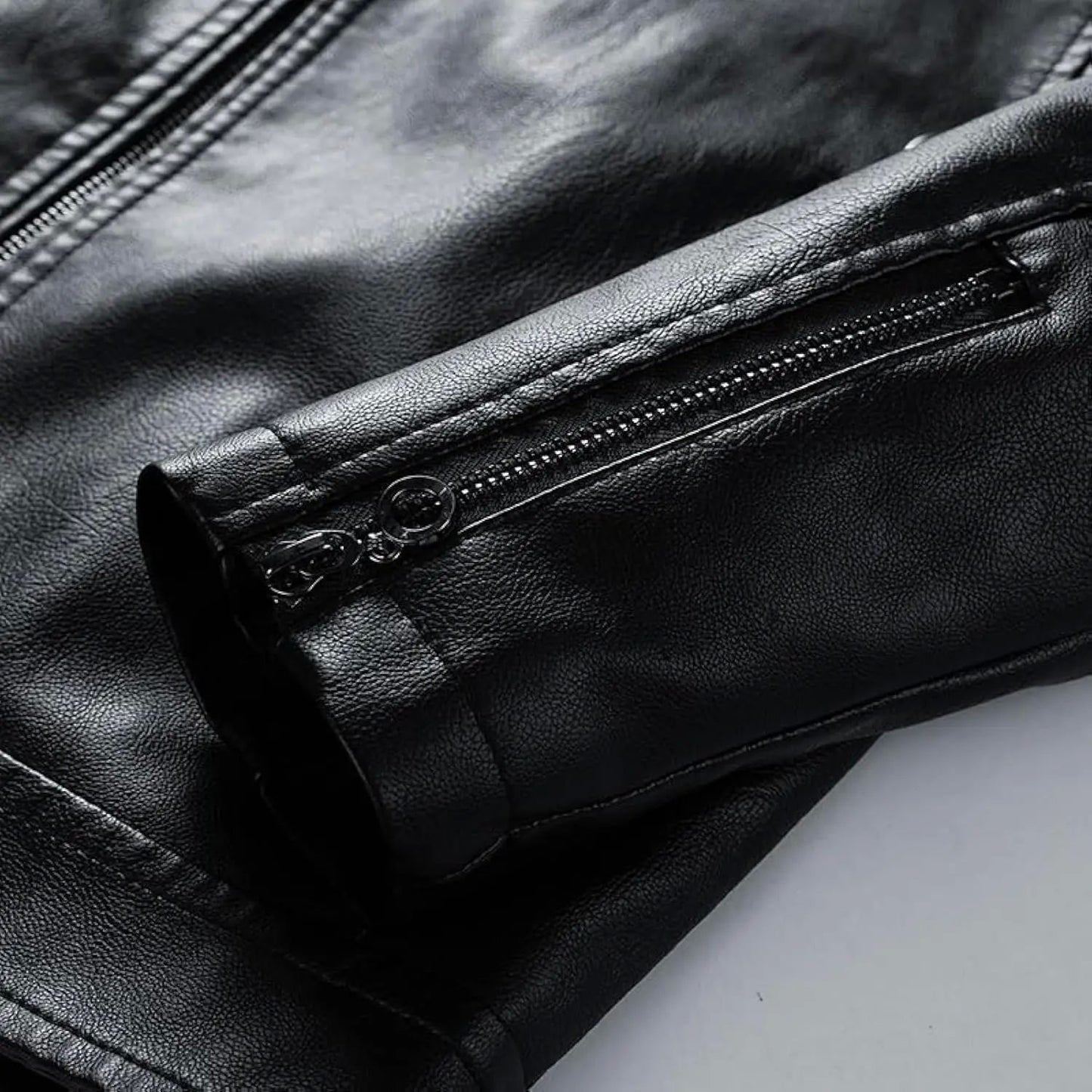 Aviator Full Zip Outerwear Men's Stand Collar Leather Jacket Fall Trendy Color Coats Block Motor Biker Jacket Classic Jacket