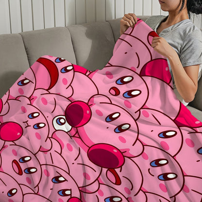 Cute Cartoon K-Kirby Blanket Soft Comfortable Nap Plush Suitable For Iiving Room Office Bedroom Birthday Home Kid Gift