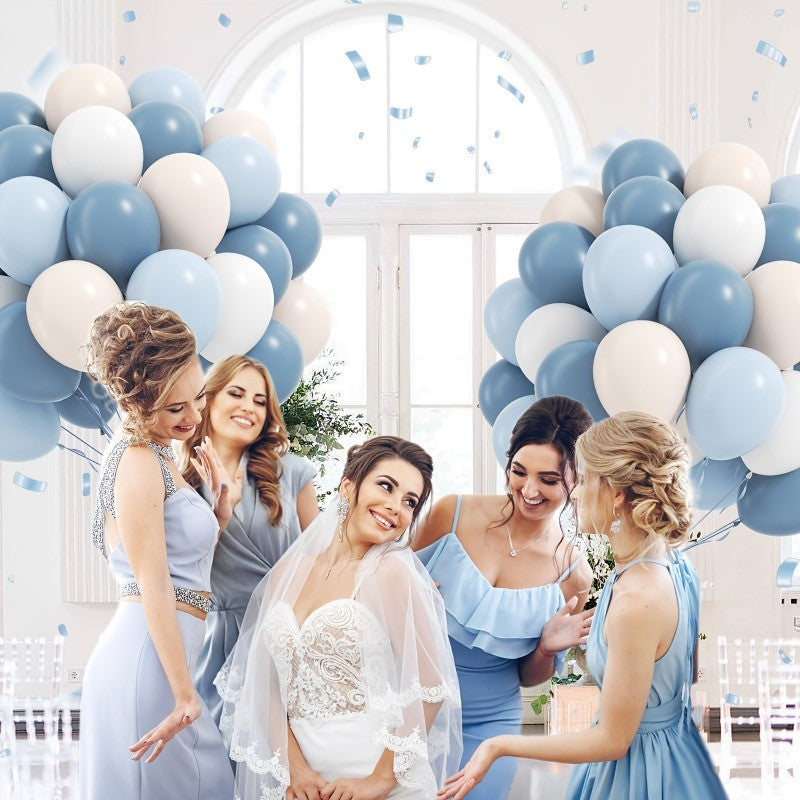 A Set of 32 Light Blue Balloons 10-inch Sand White Light Blue and White Balloons for Wedding Celebrations Gender Reveal Party