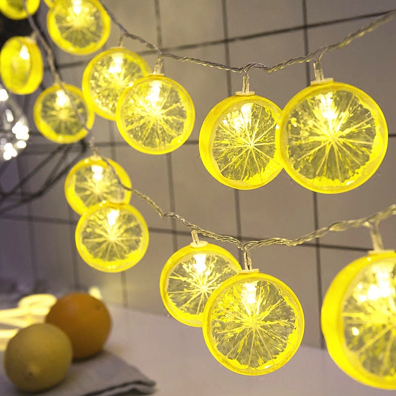 LED Lemon Garland Orange Slices String Light Yard Wedding Home Party Bedroom Decoration Battery Lamps Holiday Lighting