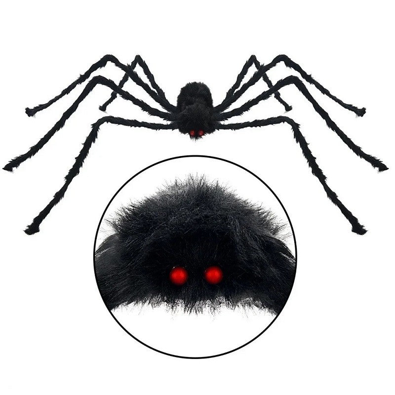 Halloween Big Plush Spider Horror Halloween Decoration Party Prop Outdoor Giant Spider Decor 30-200cm Chamber Prank Black Spider