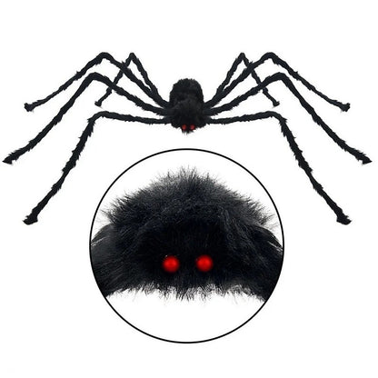 Halloween Big Plush Spider Horror Halloween Decoration Party Prop Outdoor Giant Spider Decor 30-200cm Chamber Prank Black Spider
