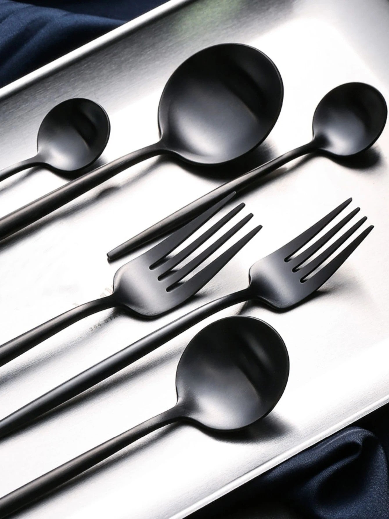 Conjunto de Talheres 24 Peças Aço Inoxidável Preto Dourado Faca Garfo Colher Talheres Ocidentais Prata Utensílios de Mesa