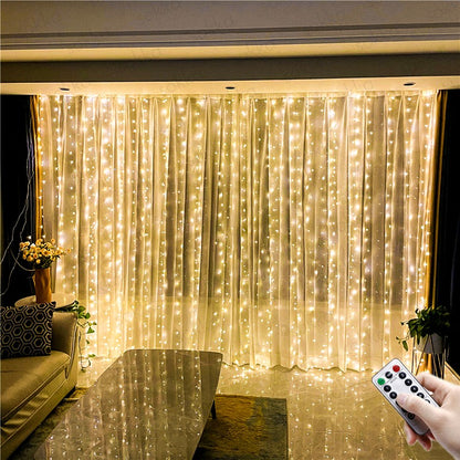 LED Curtain String Lights Holiday Garland 6M/3M 8 Modes USB Powered Festoon for Home Garden Christmas Party New Year Wedding