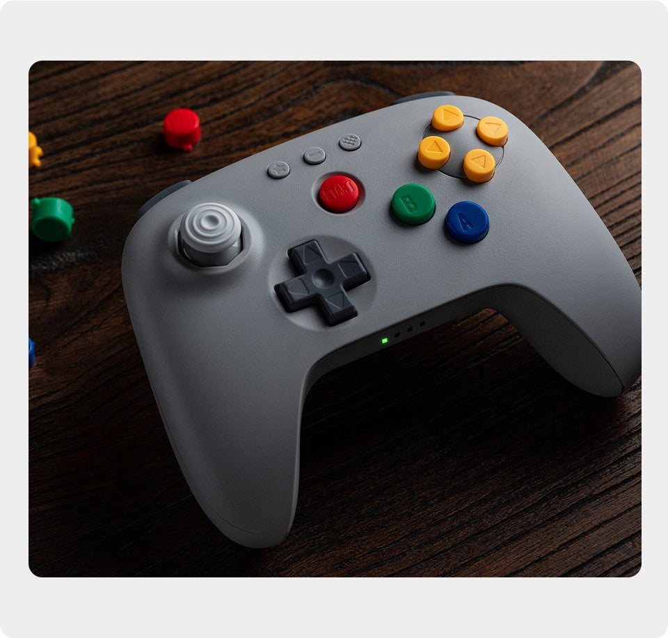 8BitDo 64 2.4G Wireless Controller for Original N64 / Analogue 3D / Windows PC, Retro Gamepad Low Latency (Grey)
