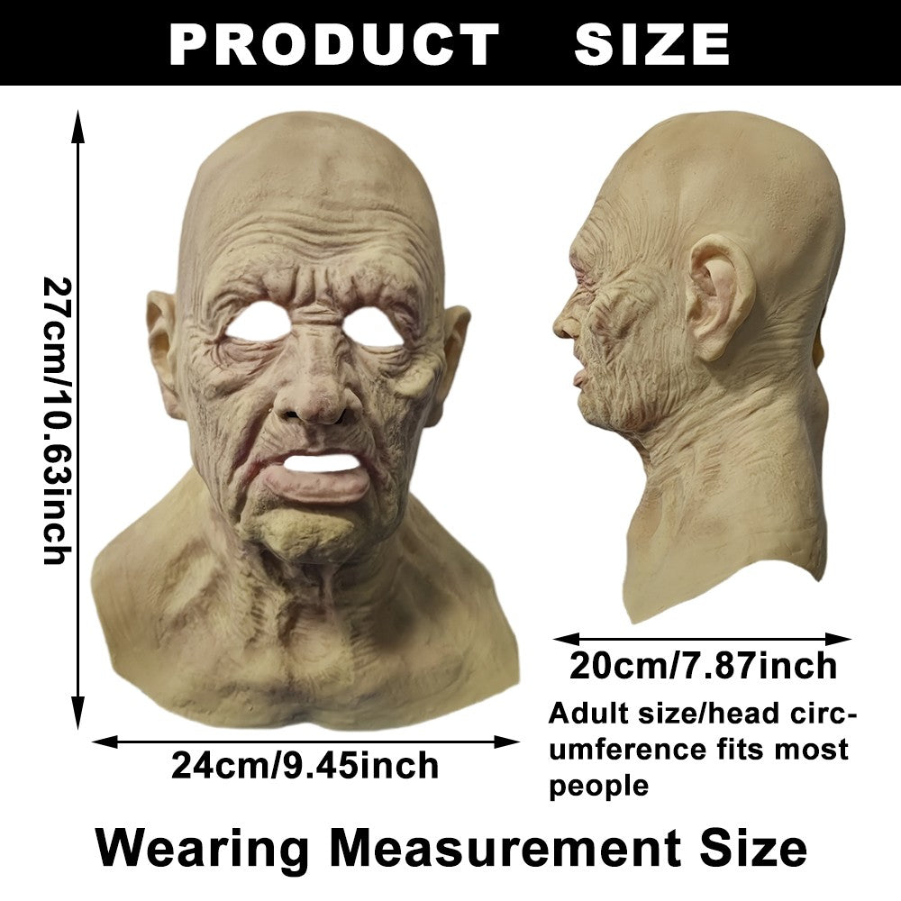 Old Man Latex Mask Bald Man Full Head Mask Halloween Cosplay Party Masquerade Props Realistic Wrinkle Old Man Head Cover