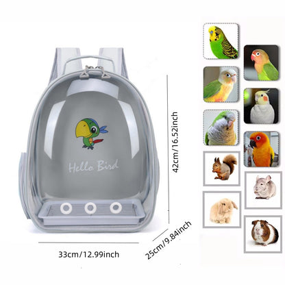 Mochila para Transporte de Pássaros com Poleiro de Corda e Bandeja para Papagaio Periquito Arara Calopsita Gaiola Acrílica para Animais de Estimação Bolsa para Pássaros