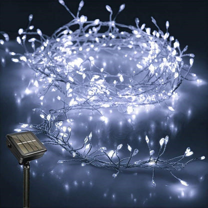 Solar LED Firecracker String Lights Outdoor Waterproof Garland Fairy Light for Wedding Party Garden Christmas Holiday Decoration