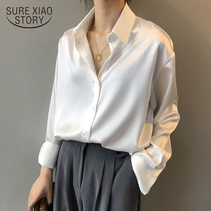 Sexy Puff Long Sleeve Ruffles Blouse Office Lady Buttons Women White Shirts V Neck Elegant Shirt Woman Fashion Female 26550
