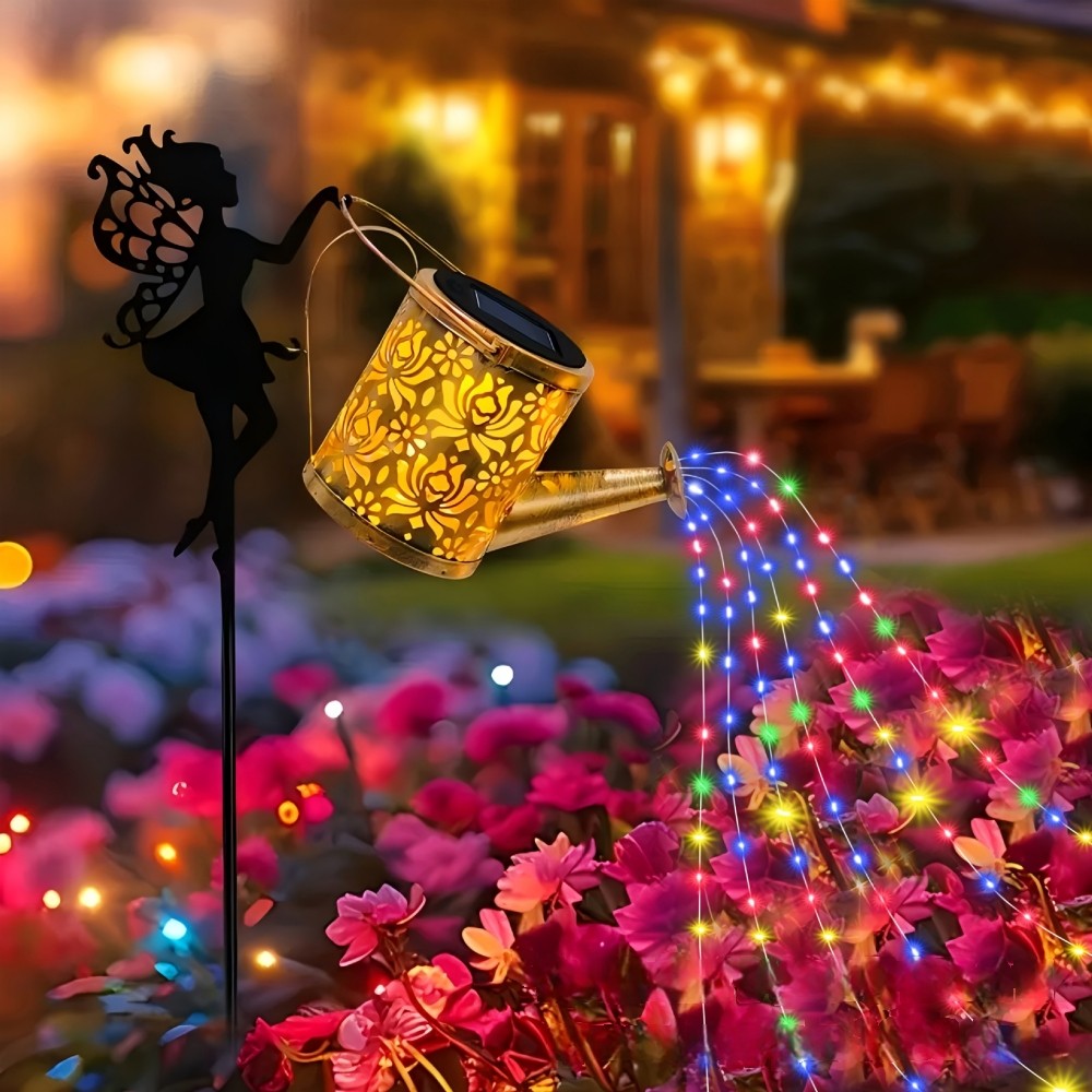 Solar Lights Outdoor Solar Watering Can Light Solar Garden Lights Waterproof Metal Hanging Lantern Fairy Garden Decor Outside