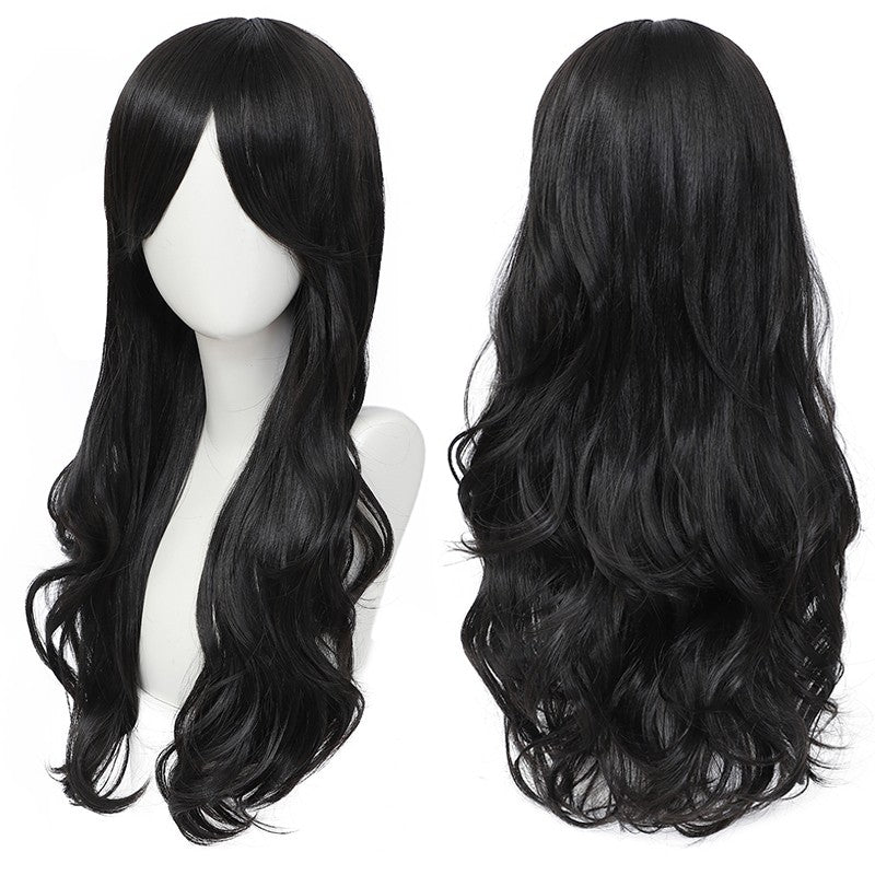 Peruca Cosplay Anime Versátil Multicolorida Cabelo Longo Cacheado com Cabelo Levemente Cacheado Peruca de Fibra Sintética