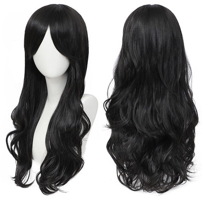 Peruca Cosplay Anime Versátil Multicolorida Cabelo Longo Cacheado com Cabelo Levemente Cacheado Peruca de Fibra Sintética