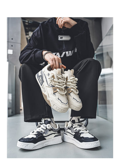 Men's Trendy Skate Shoes, Comfy Non Slip Casual Lace Up Sneakers For Men's Outdoor Activities