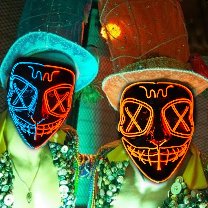 Wireless LED Purge Mask Halloween Horror Party Carnival Cosplay Costume Props Halloween Purge Masks 10 Colors LED Mask Men Women