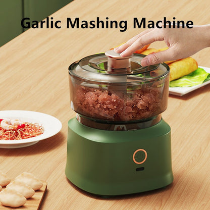 350ml Mini Processador Elétrico Sem Fio de Alho, Dupla Função, Para Purê de Alho, Recarregável Via USB, Triturador de Alimentos Para Cozinha, Moedor de Carne e Vegetais