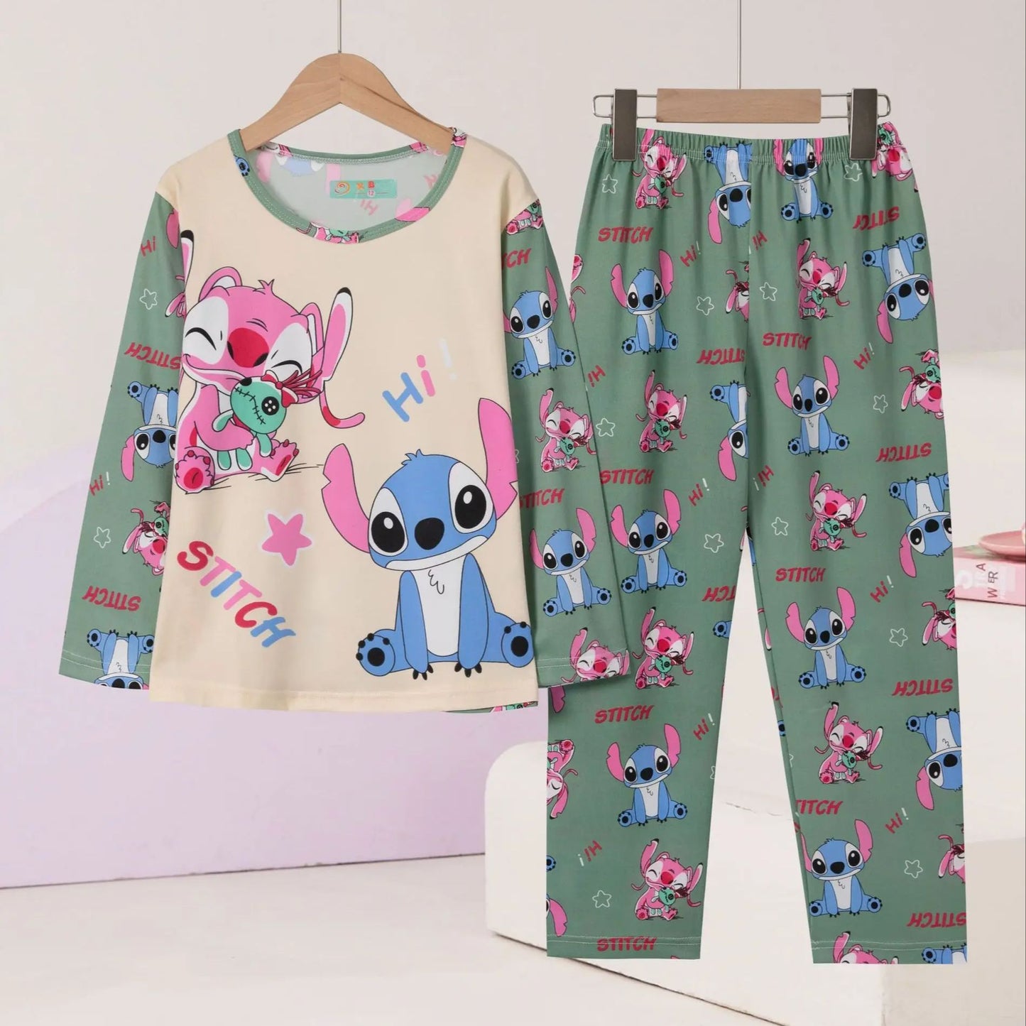 New Pajama Boys Girls Pajamas Stitch Clothing Sets Kids Long Sleeve +Pant 2Piece Children Home Clothing Girl Nightgown