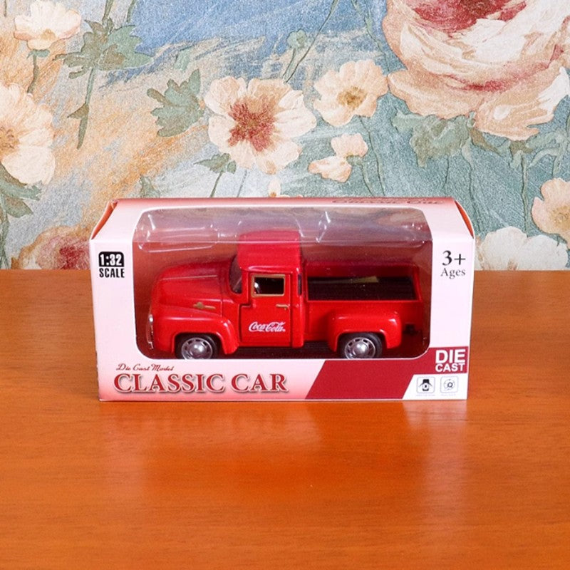 1:32 1955 Clássico Caminhão de Carga Chevrolet Transportador de Liga de Carro Modelo Contendo Uma Cesta de Modelos de Coca-Cola Presente de Ano Novo Para Crianças