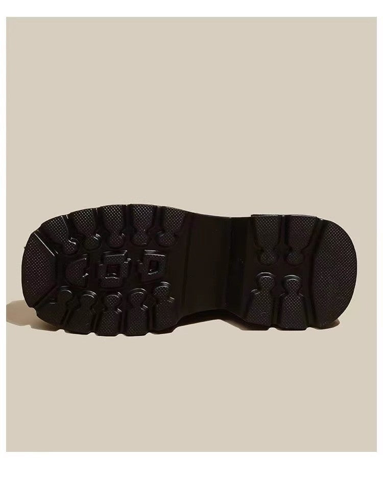 High Quality Black Shoes for Women Platform Boots Street Round Toe Ladies Shoes Non-slip Thick-soled Goth Boots Zapatos De Mujer