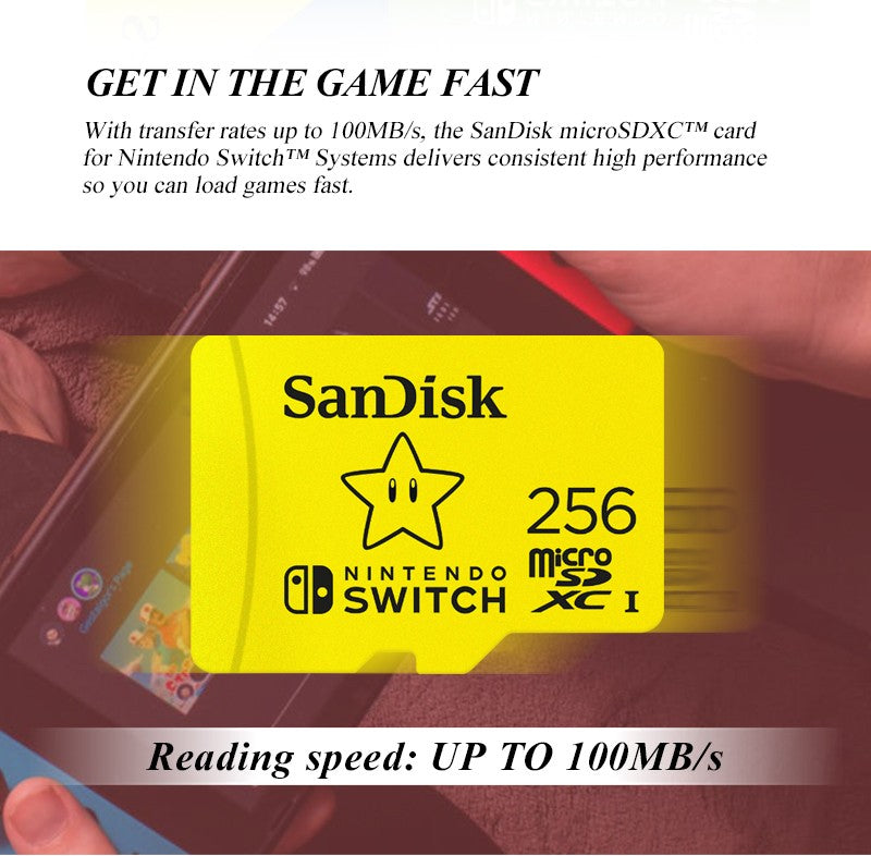 Cartão micro sd SanDisk original 128 GB 256 GB 512 GB 1 TB U3 microSDXC Cartão de Expansão de Memória para Nintendo Switch Até 100 MB/s