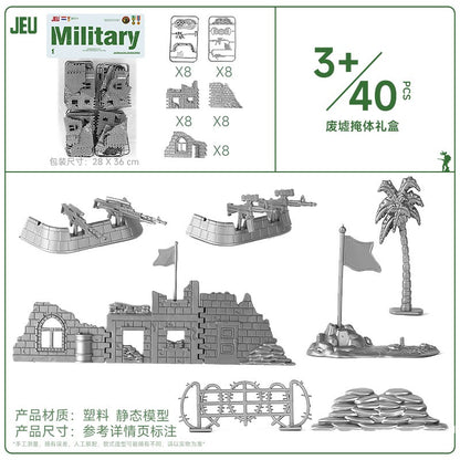 ViiKONDO Bonecos Soldados Exército Brinquedos Modelo Veículo Militar Acessórios Jogo de Guerra Tanque Radar Lançador de Mísseis Artilharia Caça Quartel Ponte