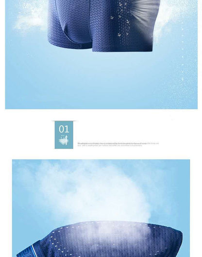 4pcs Men's Boxer Shorts Ice Silk Underwear Plus Size Underpants Cool Breathable Sexy Slim Panties Mesh Lingerie Wholesale Lots