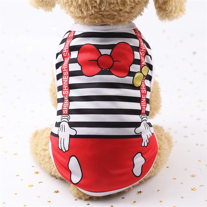 Roupas de cachorro de estimação Roupas de desenho animado Filhote de cachorro Coletes macios Camisa de verão Camiseta casual para pequenos animais de estimação