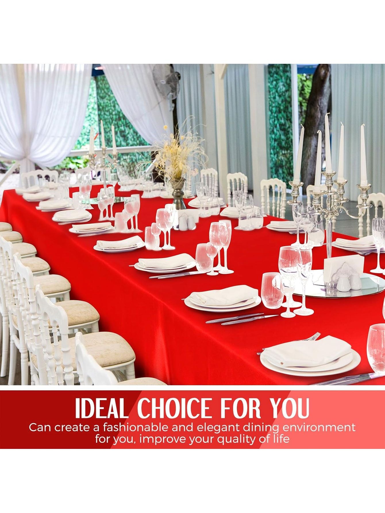 1pc Red satin tablecloth Birthday wedding banquet restaurant festive party served with dining table cover