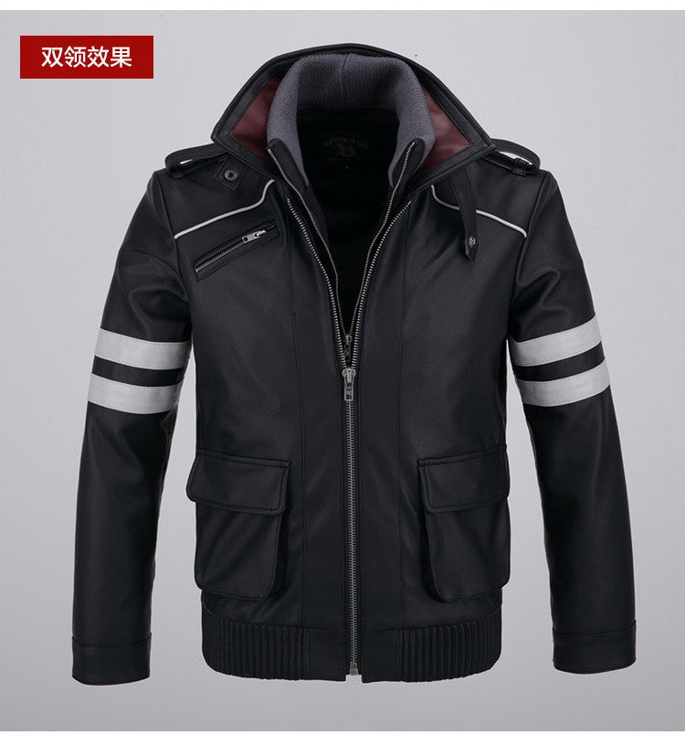 CosZtkhp Double Collars!Game Prototype Alex Mercer PU Leather Jacket Winter Coat Halloween Cosplay Costumes for Women/Men M-4XL