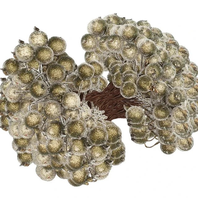Wholesale Artificial Frosted Berry Mini Double Head Christmas Holly Red Gold Silver Berries Flowers Wreath Xmas Party Decoration
