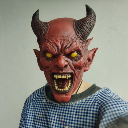 Realistic Demon Devil Mask Horror Latex Full Head Mask Scary Halloween Cosplay Costume Party Mask For Adult Carnival Horror Prop