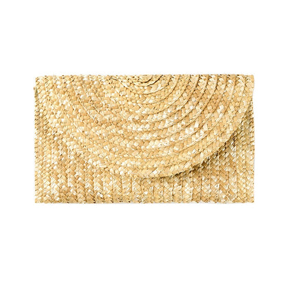 Women Wheat Straw Woven Clutch Female Straw Woven Wallet Casual Purse Bag Ladies Summer Beach Travel Envelope Handbag