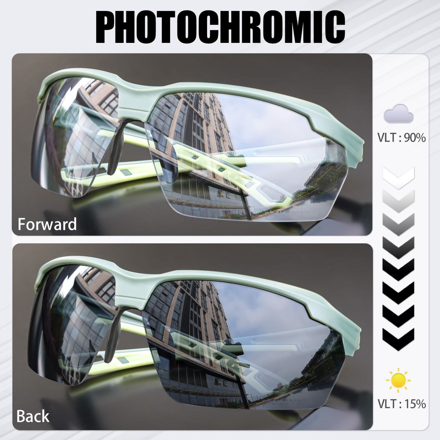 Óculos de Ciclismo Fotocromáticos SCVCN Masculino MTB Óculos de Sol para Ciclismo Feminino Óculos de Ciclismo de Estrada UV400 Óculos Esportivos para Corrida ao Ar Livre