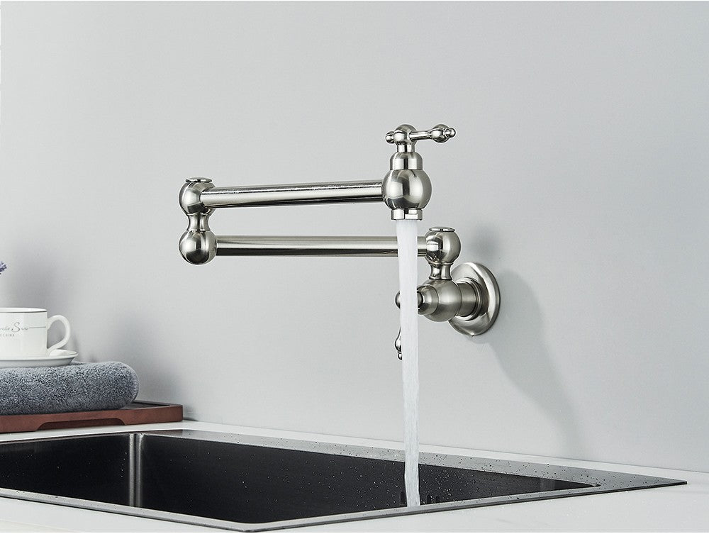 Brushed Gold Rotated Kitchen Sink Faucet Cold Water Tap Brass Basin Sink Swivel Faucets Wall Mounted Faucet