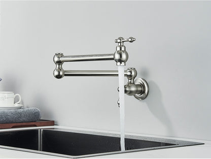 Brushed Gold Rotated Kitchen Sink Faucet Cold Water Tap Brass Basin Sink Swivel Faucets Wall Mounted Faucet