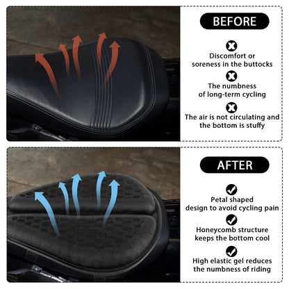 Almofada de Gel Antiderrapante para Assento de Moto 3D Colmeia Amortecedora Almofada de Assento de Moto Respirável Acessório de Capa de Assento de Moto