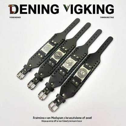 Acessórios de joias de runa viking HNSP pulseira de couro para homens tamanho ajustável