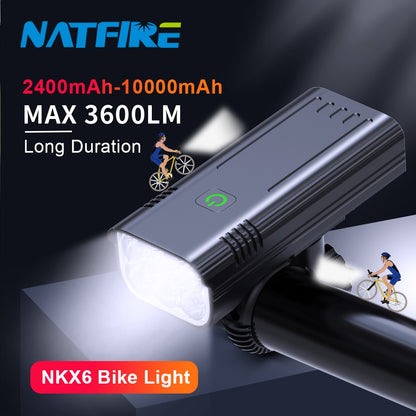 10000mAh 6-8 LED Bike Light USB Rechargeable 3600 Lumens Bike Headlight Super Bright Flashlight Front Lights and Back Rear light