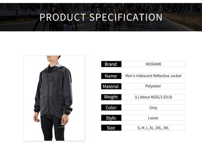 WOSAWE Bicycle Jacket Men Spring Summer Full Reflective Windbreaker Women Water Resistant MTB Road Bike Wear Cycling Long Jersey