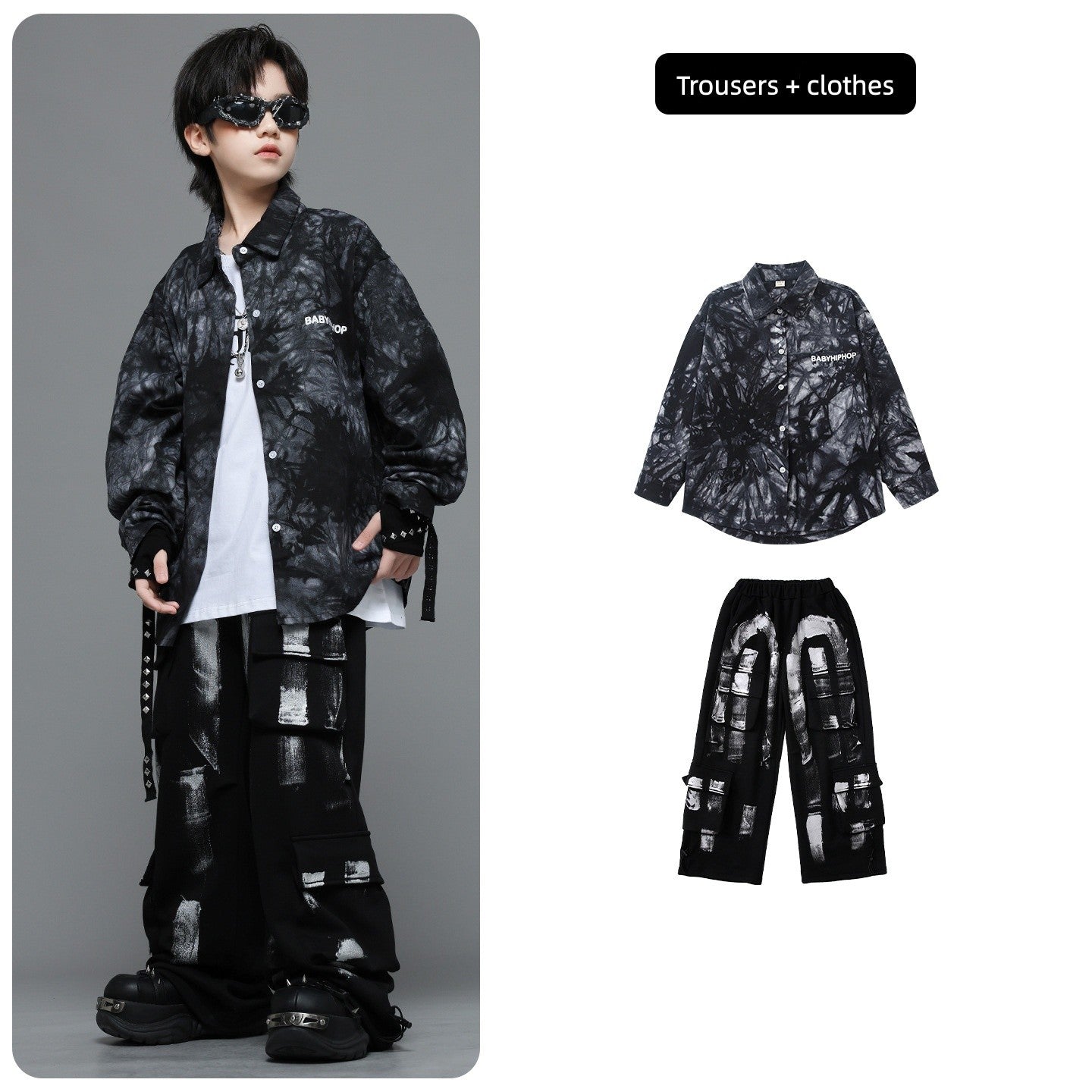 Roupas Infantis Hip Hop Casaco Brilhante Preto Top Calças Jogger Pretas de Rua para Meninas Meninos Fantasia de Dança Jazz Roupas