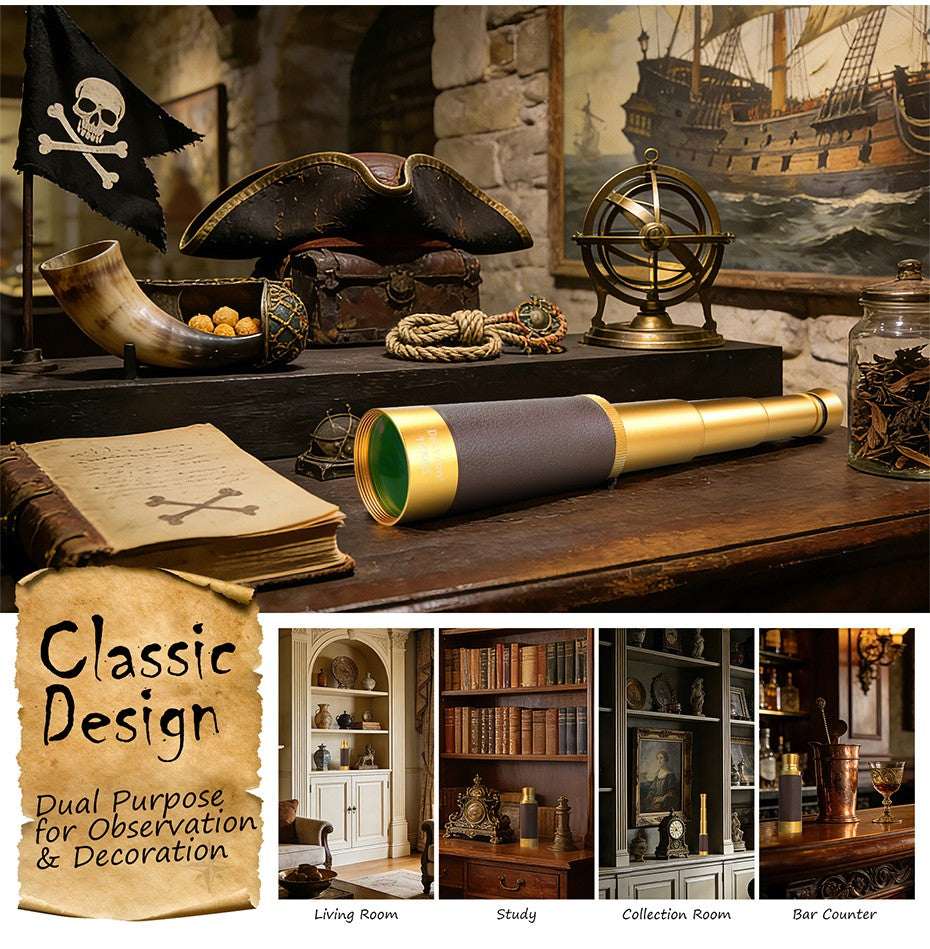 Datyson Metal Retro Pirate Series 12x43 Monocular Telescope 5D0008B Stretchable and Shrinkable