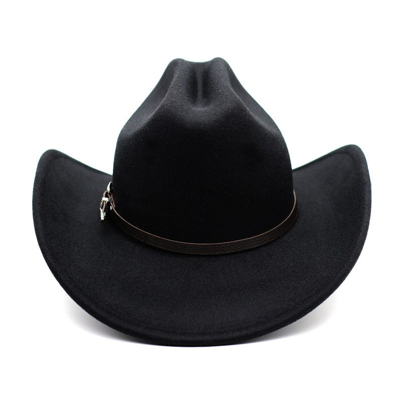 New Vintage Western Cowboy Hat For Men's Gentleman Lady Jazz Cowgirl With Leather Wide Brim Cloche Church Sombrero Hombre Caps