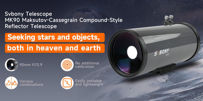 Telescópio Maksutov-Cassegrain Svbony MK90, Abertura de 90mm, Portátil para Levar a Qualquer Lugar, Ideal para Observações Lunares e Planetárias