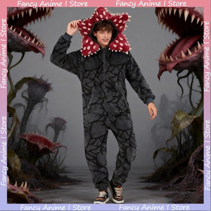 Adult Kids Flannel Human-eating Flower Ensemble Costume Funny Demogorgon Cosplay Costume Pajamas Fashion Cute Woman Man Homewear