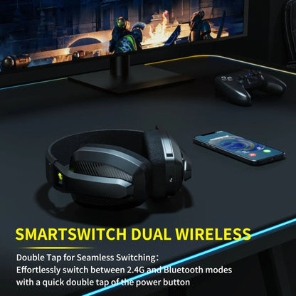 BINNUNE BW06 2.4GHz Bluetooth Gaming Headset with Mic for PS5 PS4 PC Mac Playstation Wireless Gaming headphone with Microphone