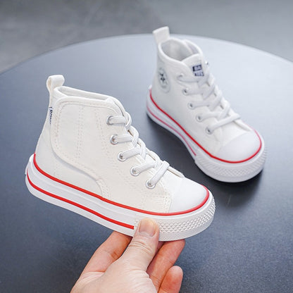 Spring and Autumn New Children's Canvas Shoes Boys High-Top White Shoes Girls Casual Shoes Parent-Child Shoes Board Shoes