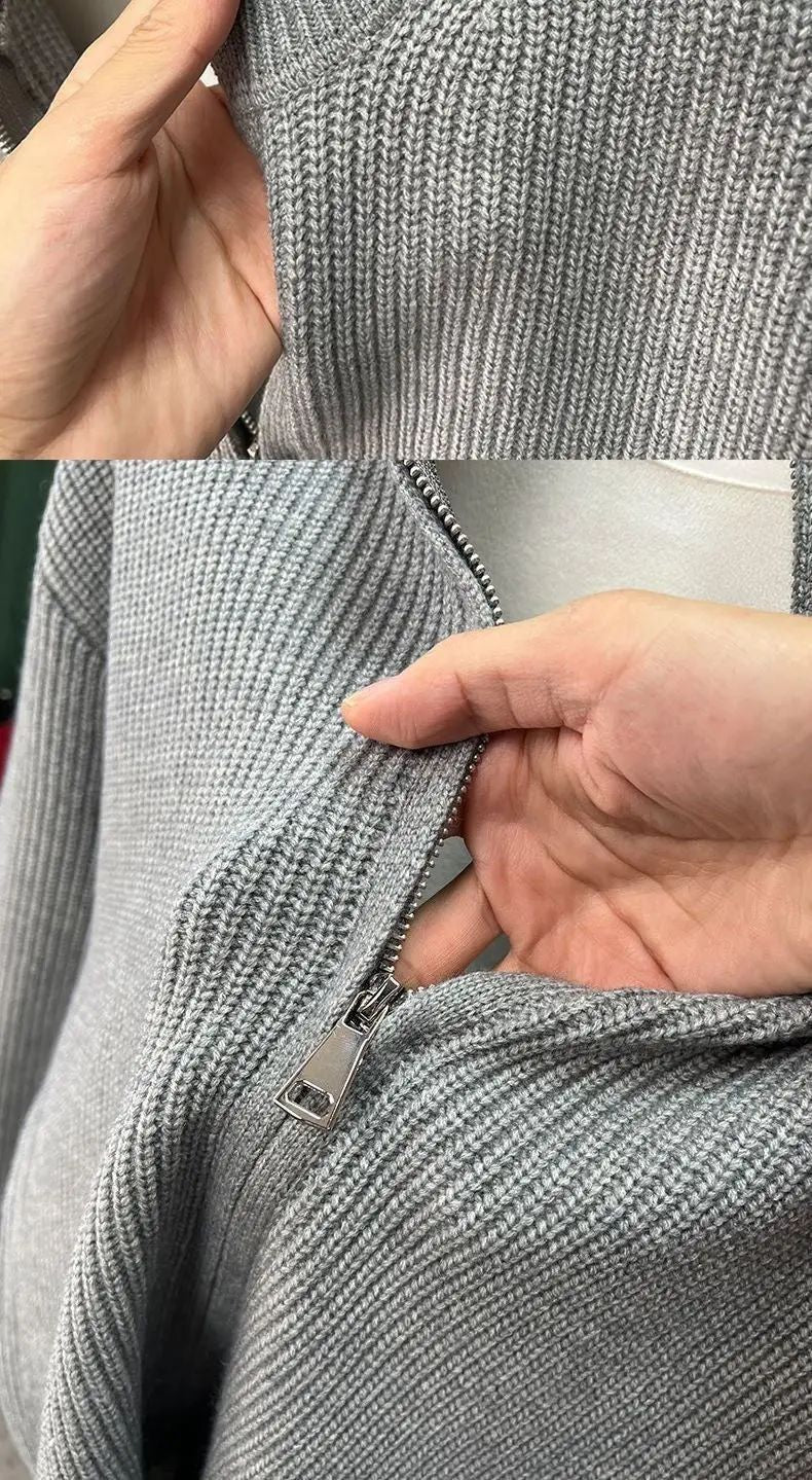 Men's Casual Cardigan Sweater Loose-Fit Vintage Style Zippered Knitted Top For Spring And Autumn Outerwear Idle Style