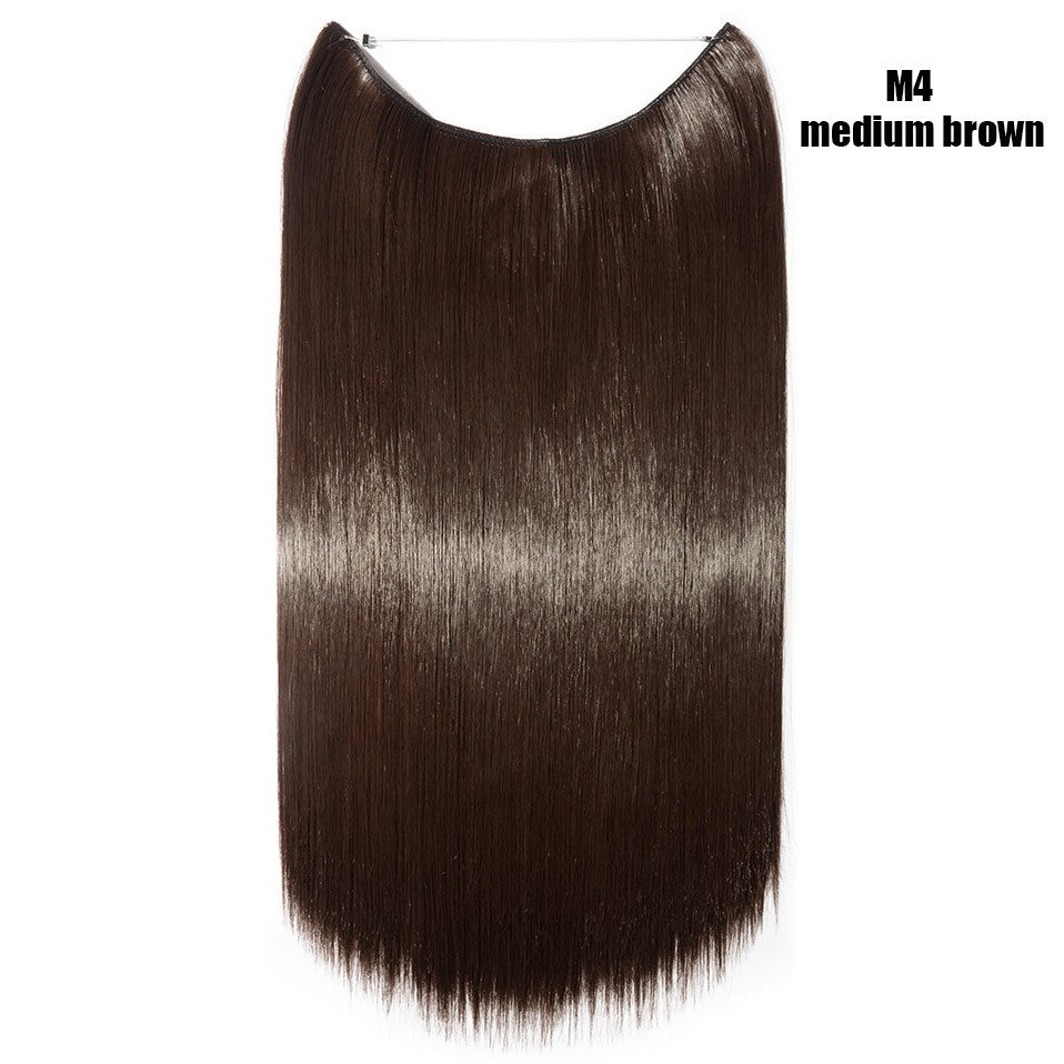 BENEHAIR Cabelo Sintético com Fio Invisível Sem Clipes Extensões de Cabelo Linha Secreta de Pesca Apliques de Cabelo Falso Para Mulheres