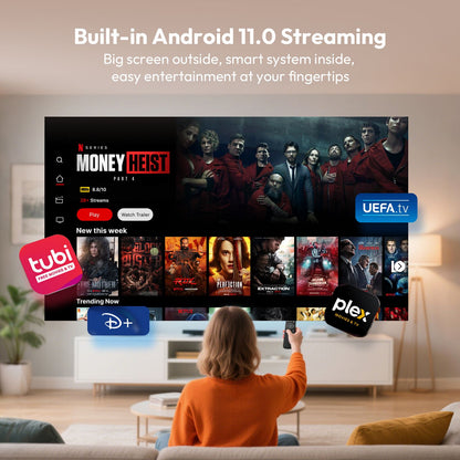Projetor XGODY 4K HY300 Pro+ com alto-falante de 5W integrado 1280*720P Android 11 12000 Lumens Wifi6 BT5.4 Projetor Externo Portátil