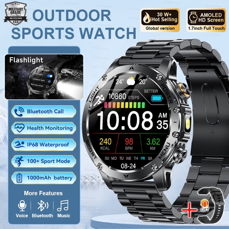 2025 T-REX3 1000mAh Grande Bateria Durável Relógio Inteligente Adulto GPS Lanterna Forte 10ATM À Prova D'água Chamada BT Smartwatch Esportivo Masculino