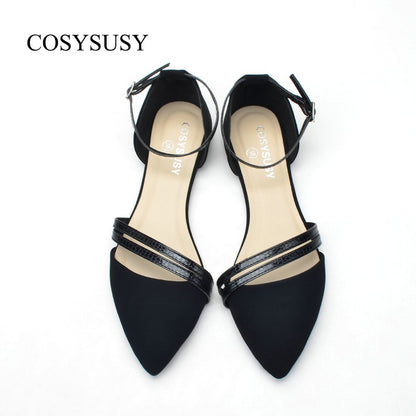 COSYSUSY Women's Pointed Toe Flat, Versatile Ankle Strap D'Orsay Shoes, Casual On Slip Sandals